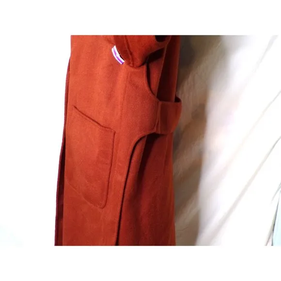 🆕 BELLE &amp; BLOOM Walk This Way Hooded Oversized Wool Blend Coat Rust Medium