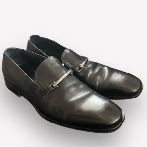 🇪🇸 Hugo Boss Black Leather Silver Bit Loafers – Size 10.5