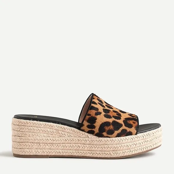 🆕 {J. CREW} Leopard Calf-Hair Wedge Heel Sandals