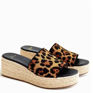 🆕 {J. CREW} Leopard Calf-Hair Wedge Heel Sandals