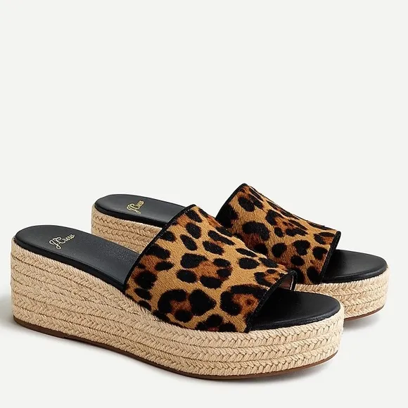 🆕 {J. CREW} Leopard Calf-Hair Wedge Heel Sandals