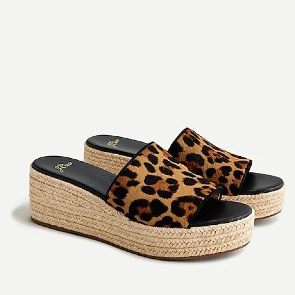 🆕 {J. CREW} Leopard Calf-Hair Wedge Heel Sandals