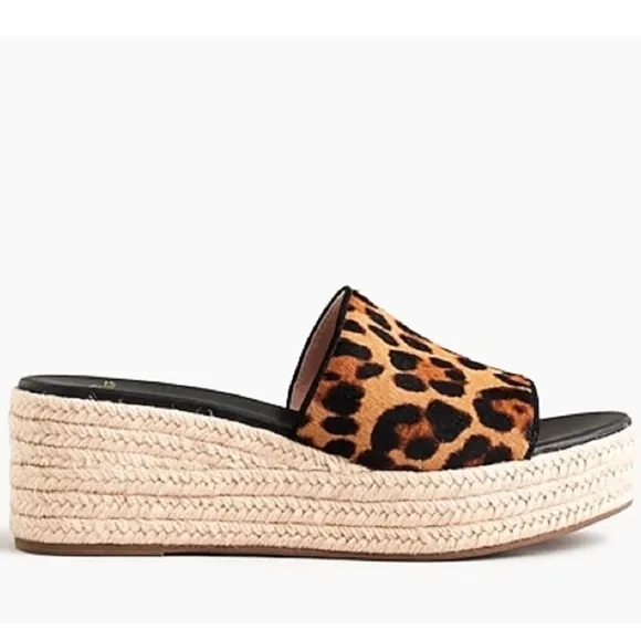 🆕 {J. CREW} Leopard Calf-Hair Wedge Heel Sandals