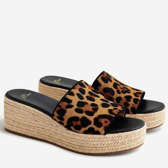 🆕 {J. CREW} Leopard Calf-Hair Wedge Heel Sandals