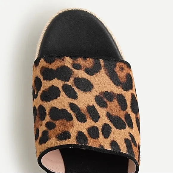 🆕 {J. CREW} Leopard Calf-Hair Wedge Heel Sandals