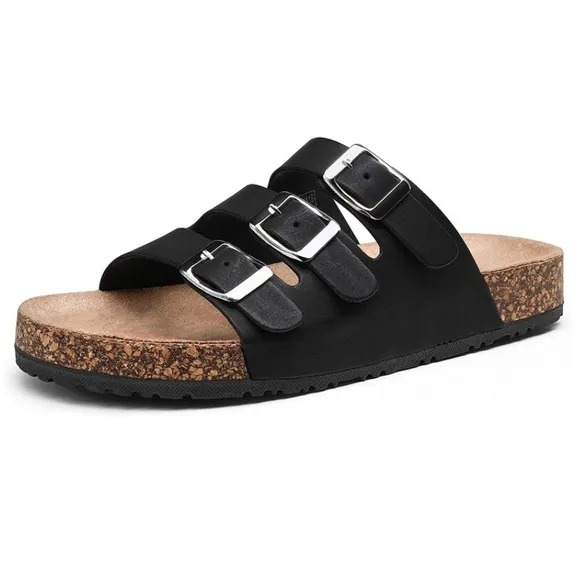 🚫 JEOSSY MILAN Three Buckles and Cork Footbed Slides