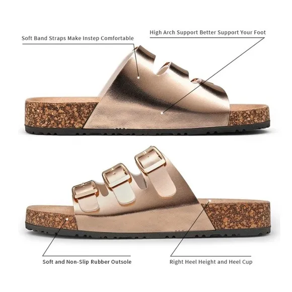 🚫 JEOSSY MILAN Three Buckles with Cork Footbed Slides