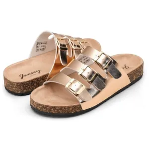 🚫 JEOSSY MILAN Three Buckles with Cork Footbed Slides