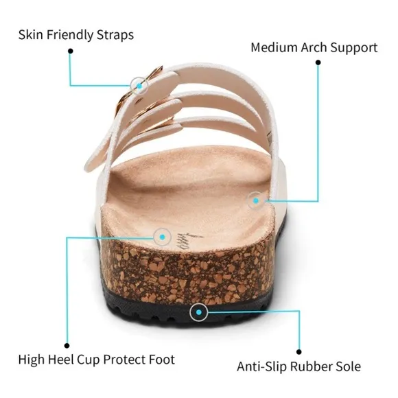 🚫 JEOSSY MILAN Three Buckles with Cork Footbed Slides