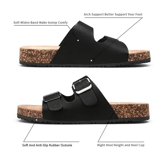 🚫 JEOSSY MILAN Two Buckles and Cork Footbed Slides