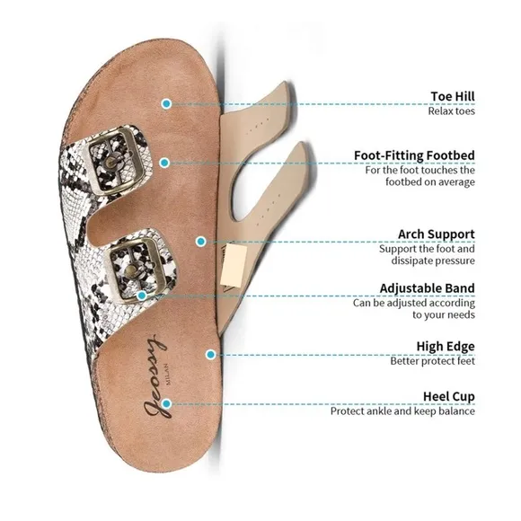 🚫 JEOSSY MILAN Two Buckles with Cork Footbed Slides
