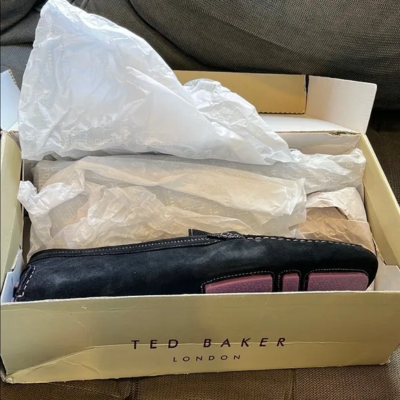 🇪🇸 New Ted Baker London Carlsun 2 Driving Loafers | Suede Geo-Print Blue 13