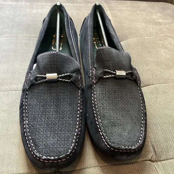 🇪🇸 New Ted Baker London Carlsun 2 Driving Loafers | Suede Geo-Print Blue 13