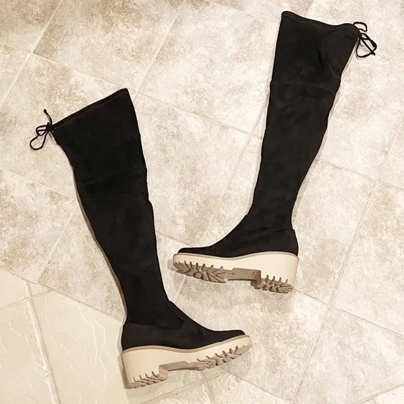 🆕 Nicole Miller Bass over the knee faux suede stretch tall black boots