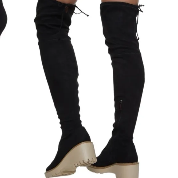 🆕 Nicole Miller Bass over the knee faux suede stretch tall black boots