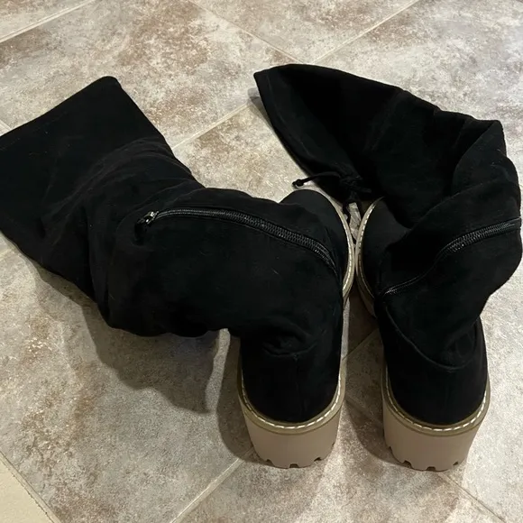 🆕 Nicole Miller Bass over the knee faux suede stretch tall black boots
