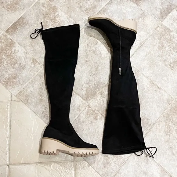 🆕 Nicole Miller Bass over the knee faux suede stretch tall black boots