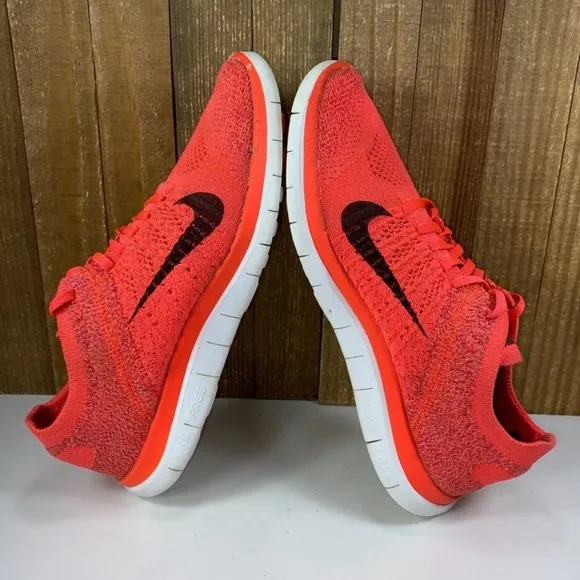 ❤️ Nike Free 4.0 Fly Knit Sneakers Orange Black Size 8 1/2
