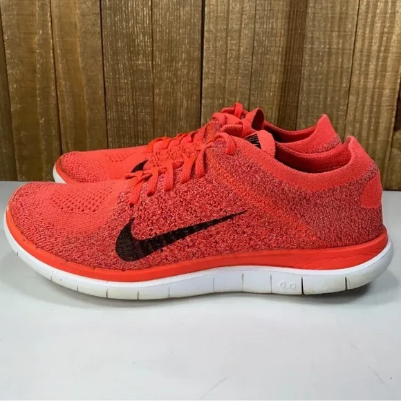 ❤️ Nike Free 4.0 Fly Knit Sneakers Orange Black Size 8 1/2