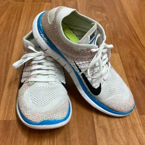 ❤️ Nike Free 4.0 Fly Knit Sneakers White Rainbow Size 8 1/2