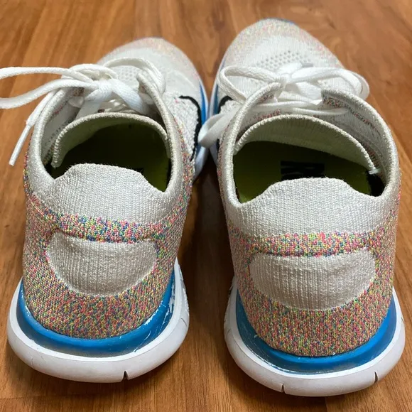 ❤️ Nike Free 4.0 Fly Knit Sneakers White Rainbow Size 8 1/2