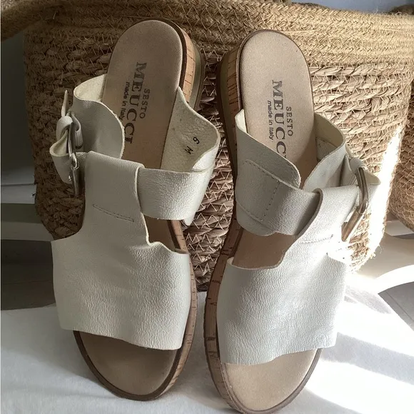 ♦️ SESTO MEUCCI Nina sandals 6 leather Made in Italy mules wedges