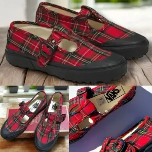 🔥 VANS STYLE 93 PLAID MARY JANE SNEAKER IN PLAID RED/BLACK Size 6 Men 7.5 Women