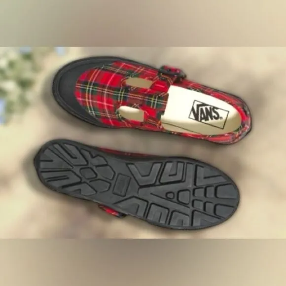 🔥 VANS STYLE 93 PLAID MARY JANE SNEAKER IN PLAID RED/BLACK Size 6 Men 7.5 Women