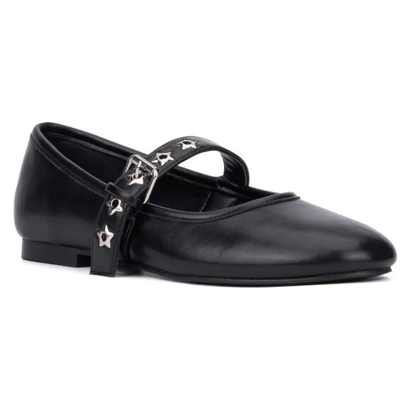 034 - Maryjane Flats Black with Star Strap