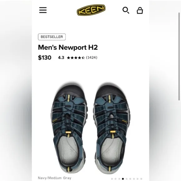 1. KEEN Newport H2 Men's Navy/Medium Gray Hybrid Sandal