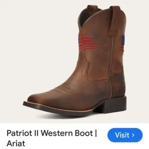 $100 Ariat Kids Patriot Western Boot Brown Leather 10034408 embroid Flag sz 1