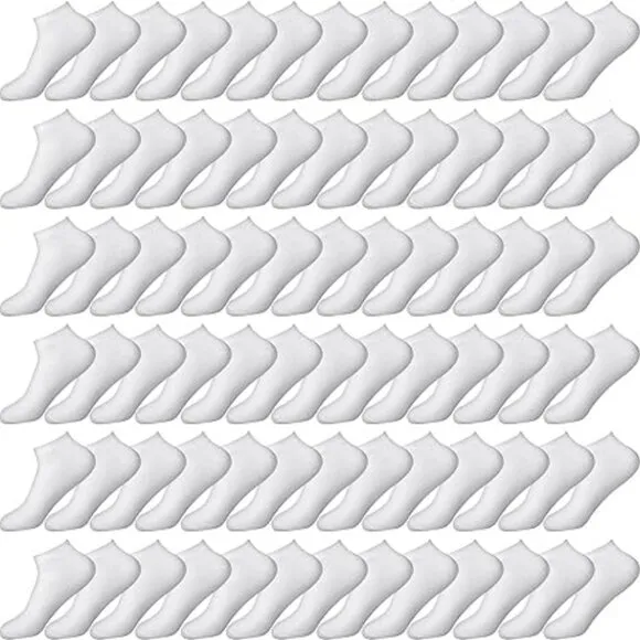 100 Pairs Low Cut Ankle Socks Bulk for Women Men Cotton Socks Breathable No Show