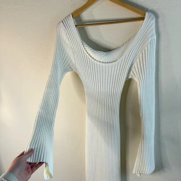 12th Tribe Gwyneth White Sweater Midi NWT Dress Size M Medium