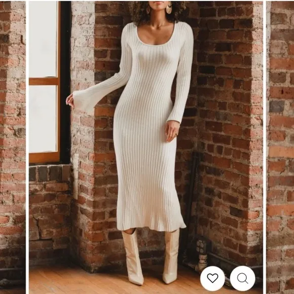 12th Tribe Gwyneth White Sweater Midi NWT Dress Size M Medium