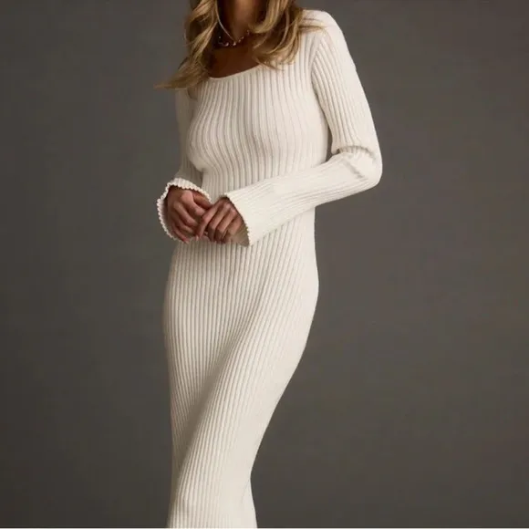 12th Tribe Gwyneth White Sweater Midi NWT Dress Size M Medium