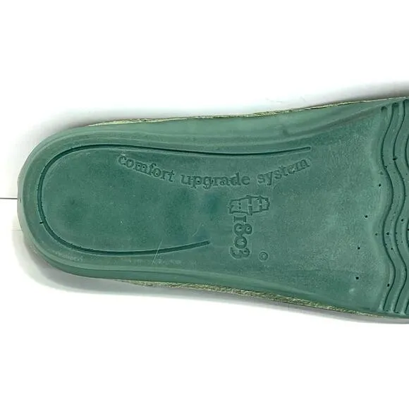 1803 ANTHROPOLOGY BLACK AND GREEN LEATHER ULTRA-CUSHIONED LIGHTWEIGHT FLAT MULES