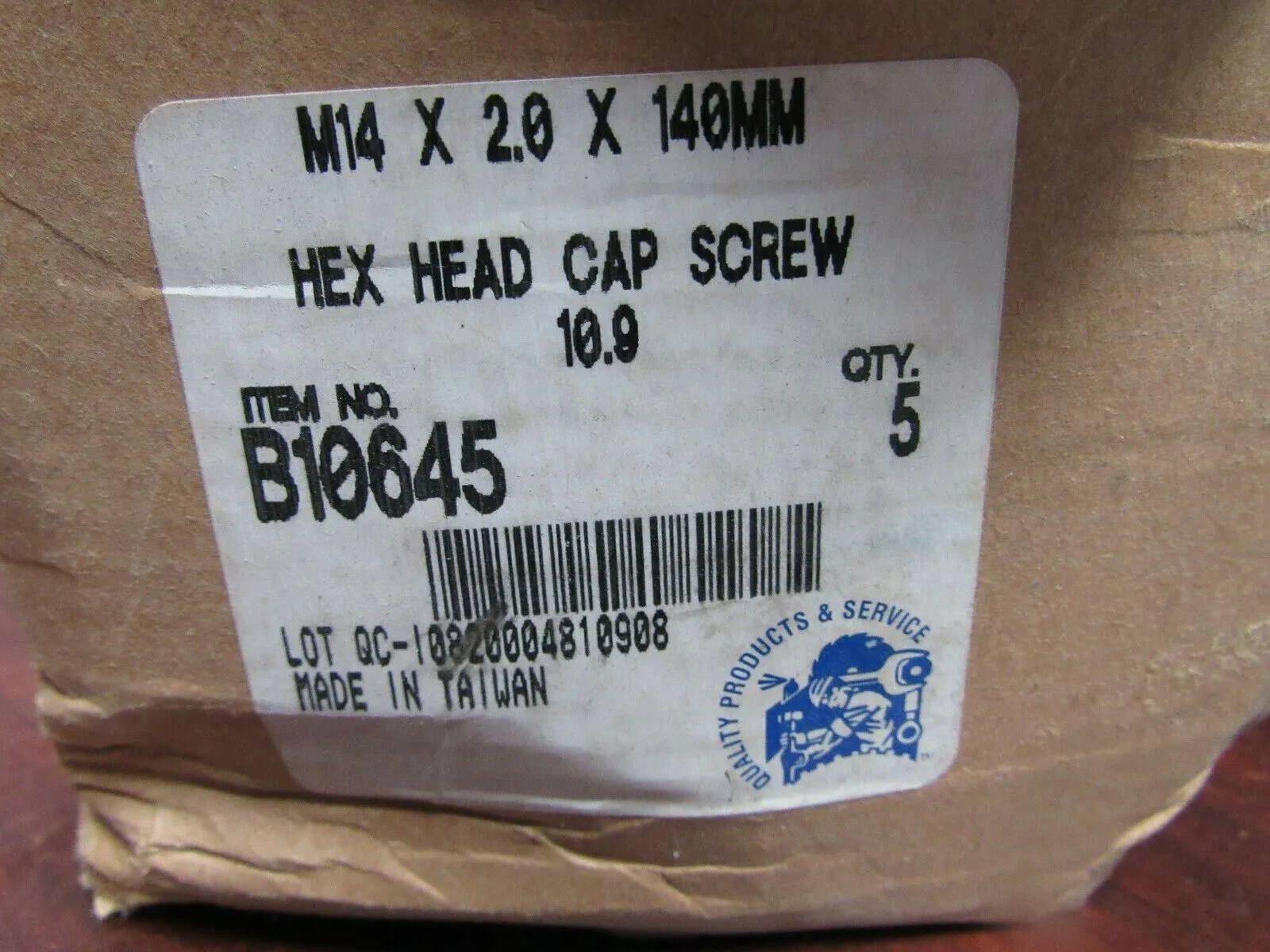(5) M14-2.00 x 140 MM Coarse DIN 931 Class 10.9 Cap Screw (Bolt) Black (184282953124-BT38)