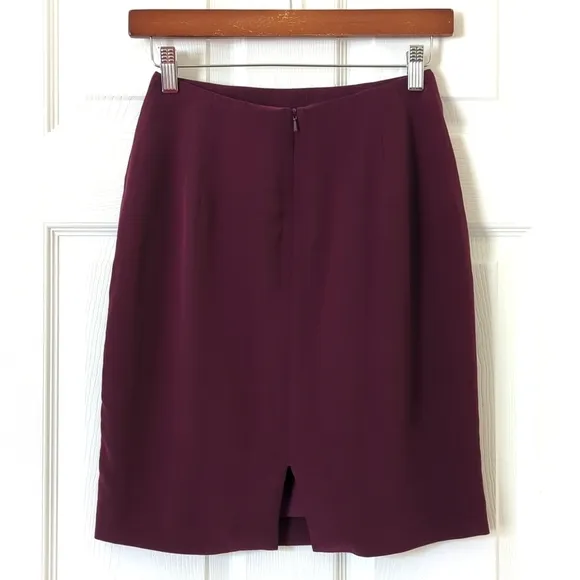 90's Vintage 100% Silk High Waisted Back Slit A-Line Mini Skirt Plum Purple 4P