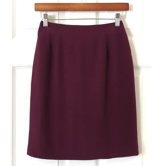 90's Vintage 100% Silk High Waisted Back Slit A-Line Mini Skirt Plum Purple 4P