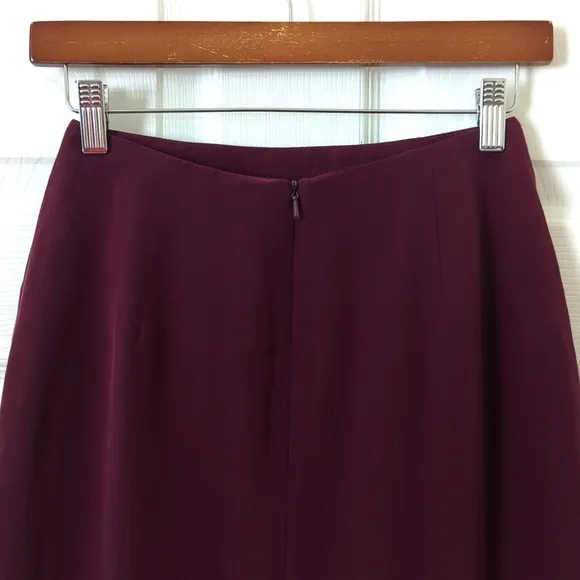90's Vintage 100% Silk High Waisted Back Slit A-Line Mini Skirt Plum Purple 4P