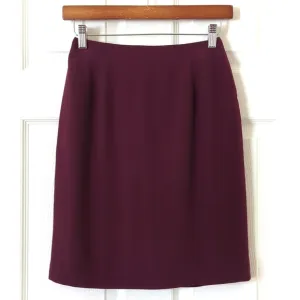 90's Vintage 100% Silk High Waisted Back Slit A-Line Mini Skirt Plum Purple 4P