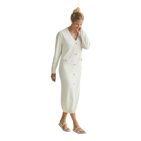 A. Putnam Enza Washable Cashmere Pale Pink Midi Lightweight Sweater Dress Small