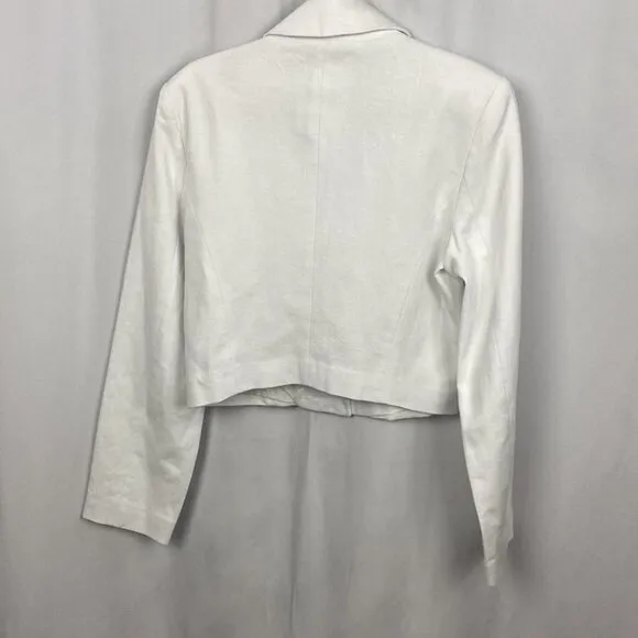 Abercrombie &amp; Fitch Premium Linen Cropped Blazer - White - Size Small