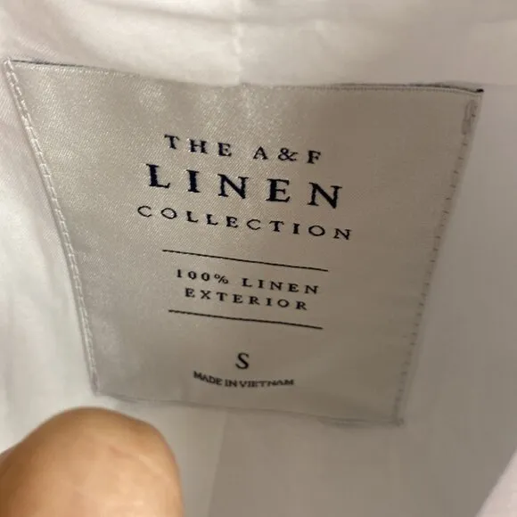 Abercrombie &amp; Fitch Premium Linen Cropped Blazer - White - Size Small