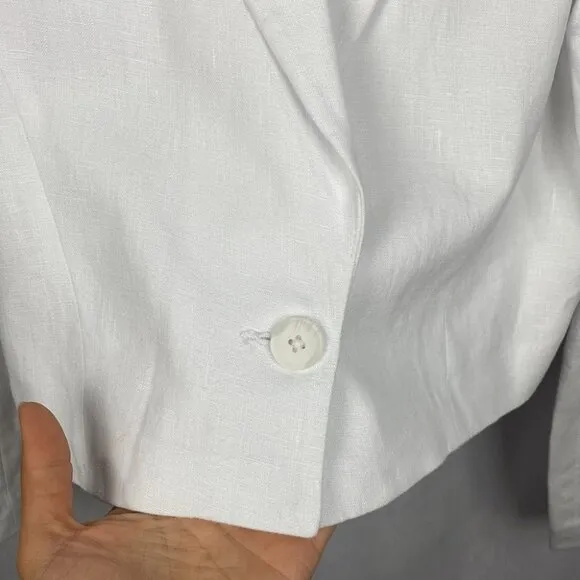 Abercrombie &amp; Fitch Premium Linen Cropped Blazer - White - Size Small