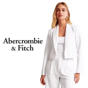 Abercrombie &amp; Fitch Premium Linen Cropped Blazer - White - Size Small