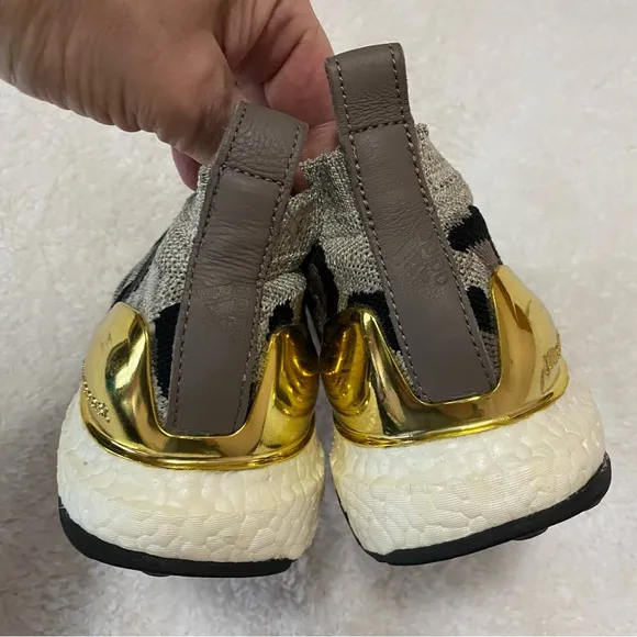 Adidas Ace 16 UltraBoost leopard animal print with gold detail running sneakers