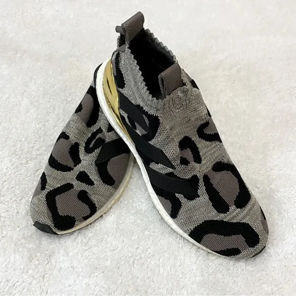 Adidas Ace 16 UltraBoost leopard animal print with gold detail running sneakers