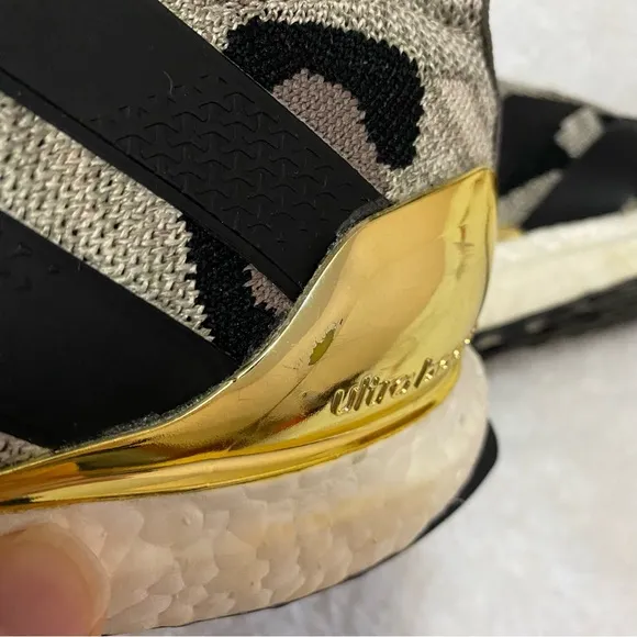 Adidas Ace 16 UltraBoost leopard animal print with gold detail running sneakers