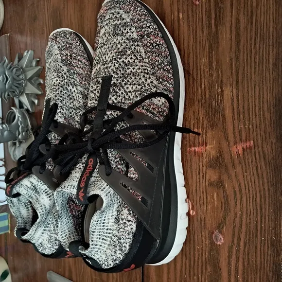Adidas Black and Gray Sneakers with Knit Upper